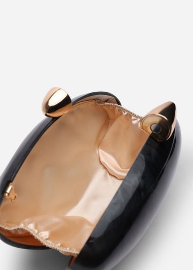 Where's That From Benna Black Marble Acrylic Clutch Bag