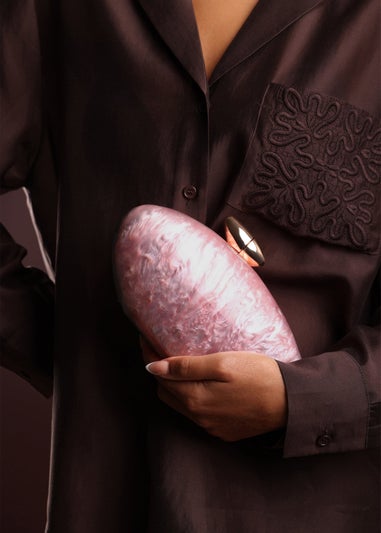 Where's That From Benna Pink Marble Acrylic Clutch Bag