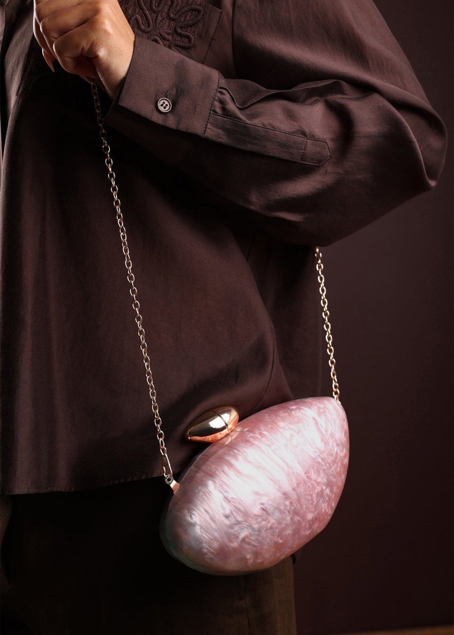 Where's That From Benna Pink Marble Acrylic Clutch Bag