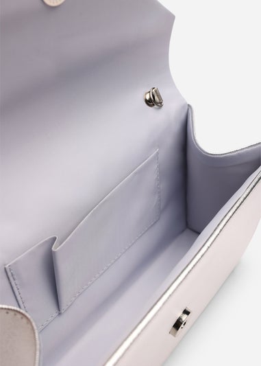 Where’s That From Linen Silver PU Metallic Clutch Bag