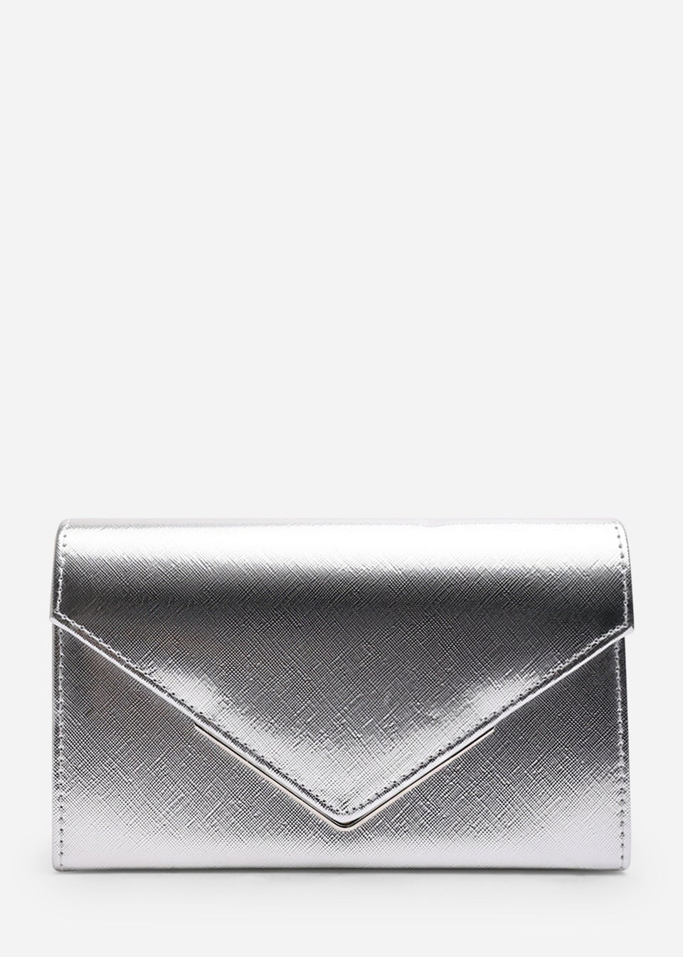 Where’s That From Linen Silver PU Metallic Clutch Bag