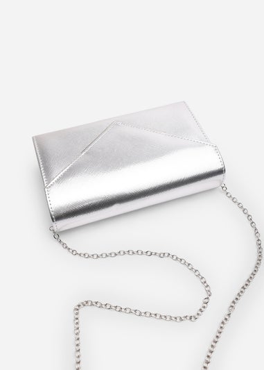 Where’s That From Linen Silver PU Metallic Clutch Bag