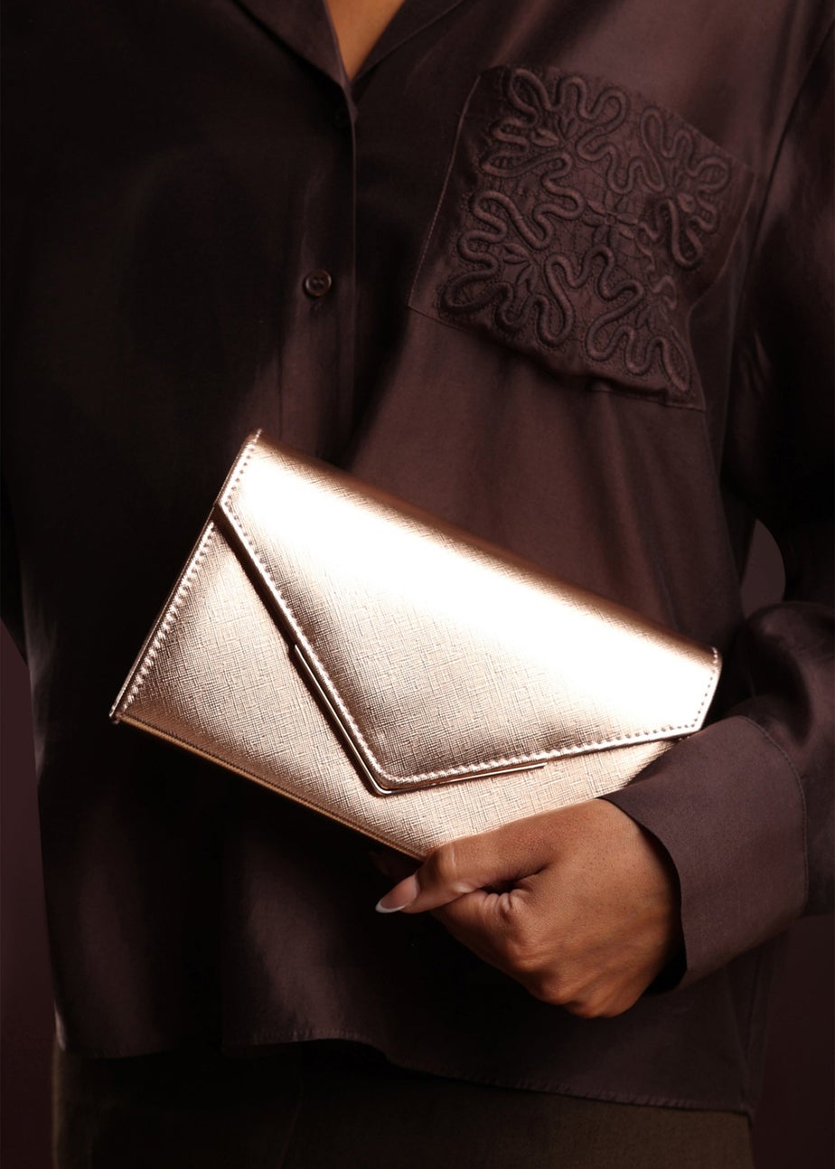 Where’s That From Linen Gold PU Metallic Clutch Bag