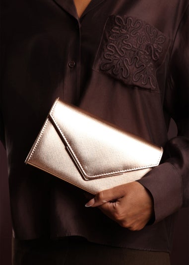 Where’s That From Linen Gold PU Metallic Clutch Bag