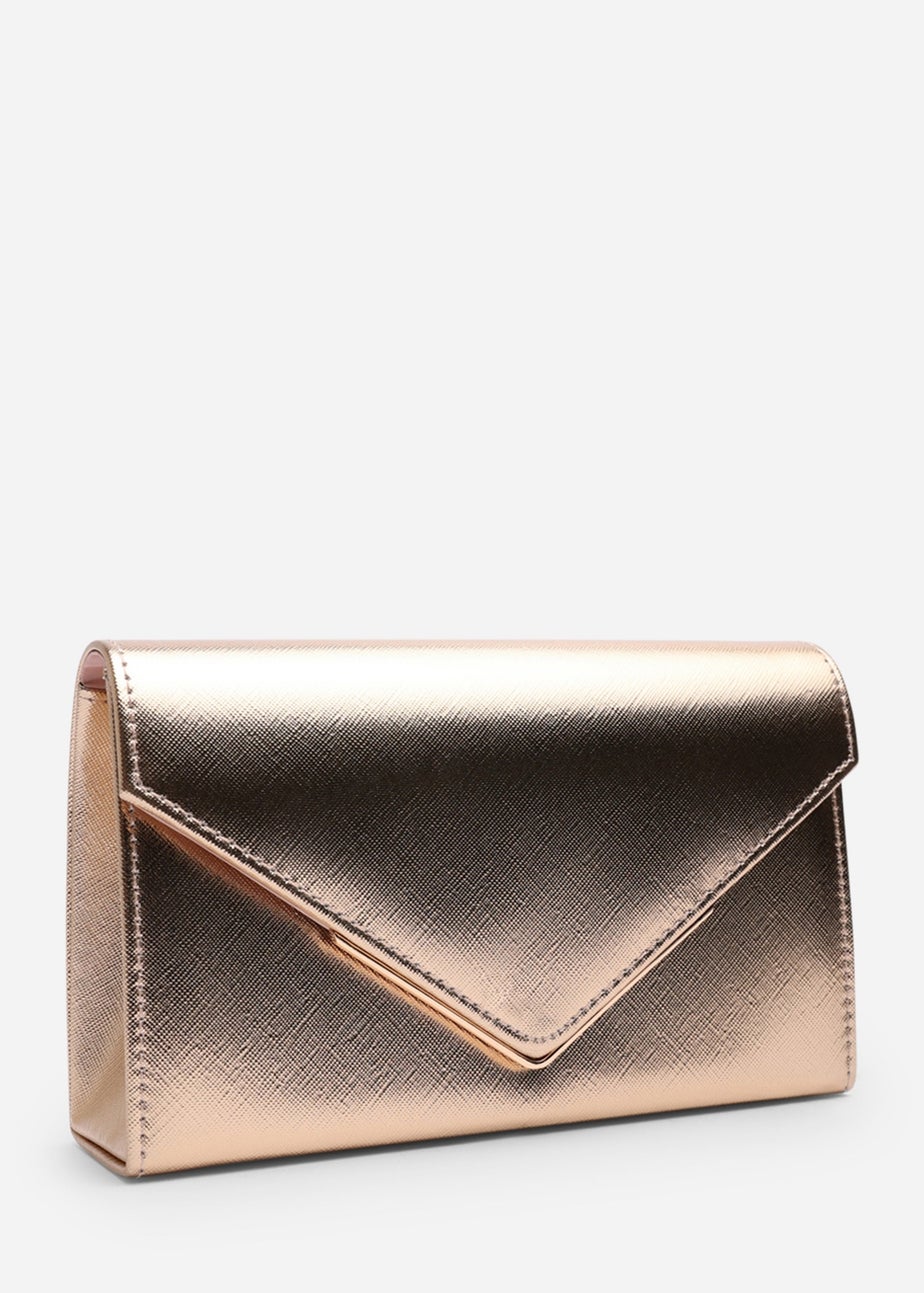Where’s That From Linen Gold PU Metallic Clutch Bag
