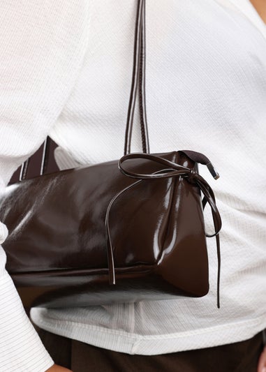 Where’s That From Bay Dark Brown Patent Shoulder Bag