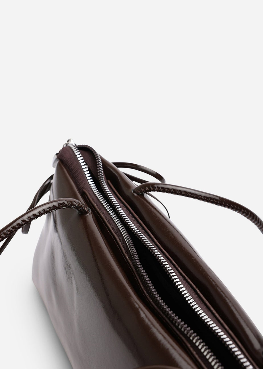 Where’s That From Bay Dark Brown Patent Shoulder Bag