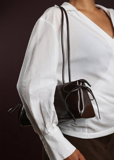 Where’s That From Bay Dark Brown Patent Shoulder Bag