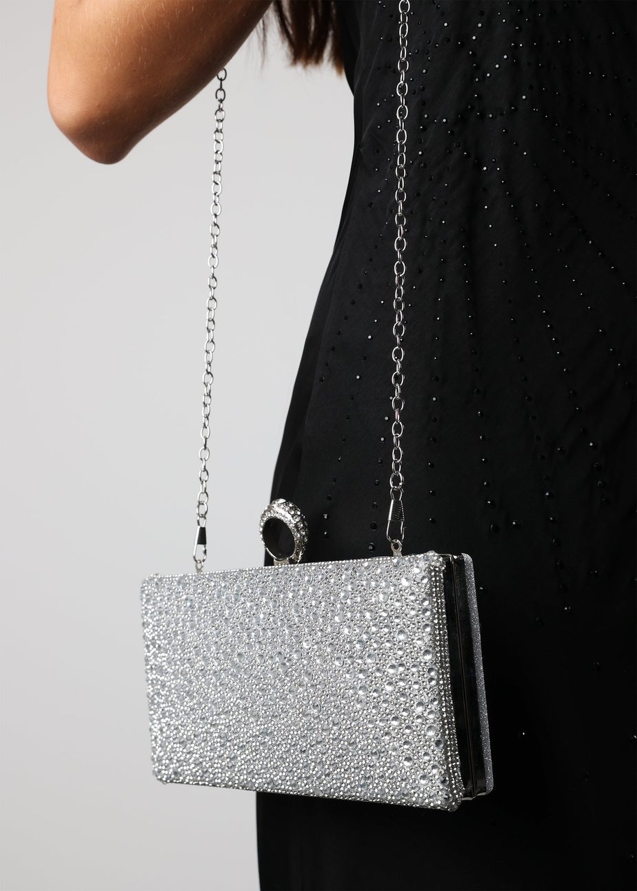 Where’s That From Reve Silver Crystal Clutch Bag