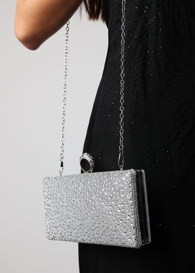 Where’s That From Reve Silver Crystal Clutch Bag