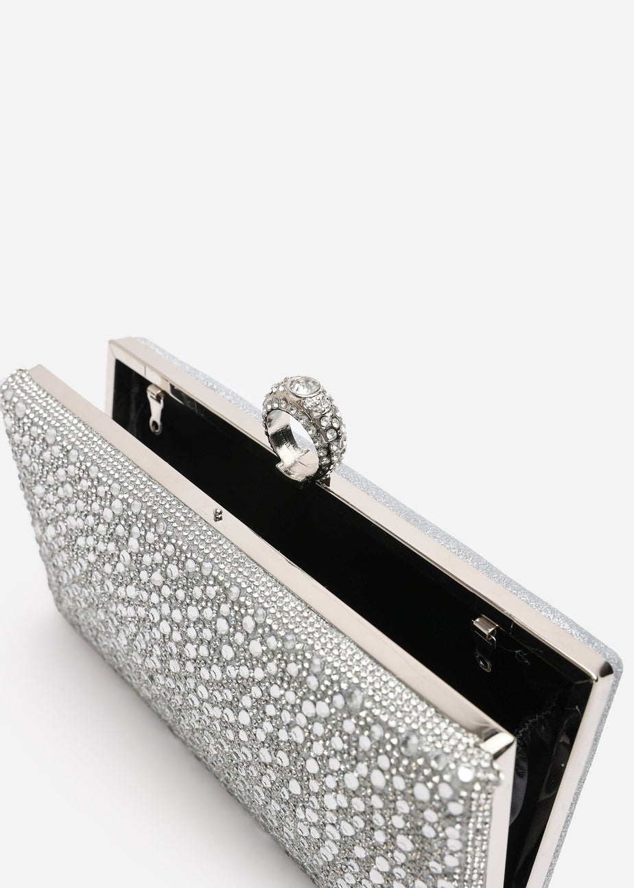 Where’s That From Reve Silver Crystal Clutch Bag