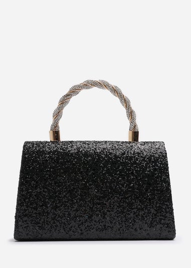 Where’s That From Pluie Black Glitter Evening Bag
