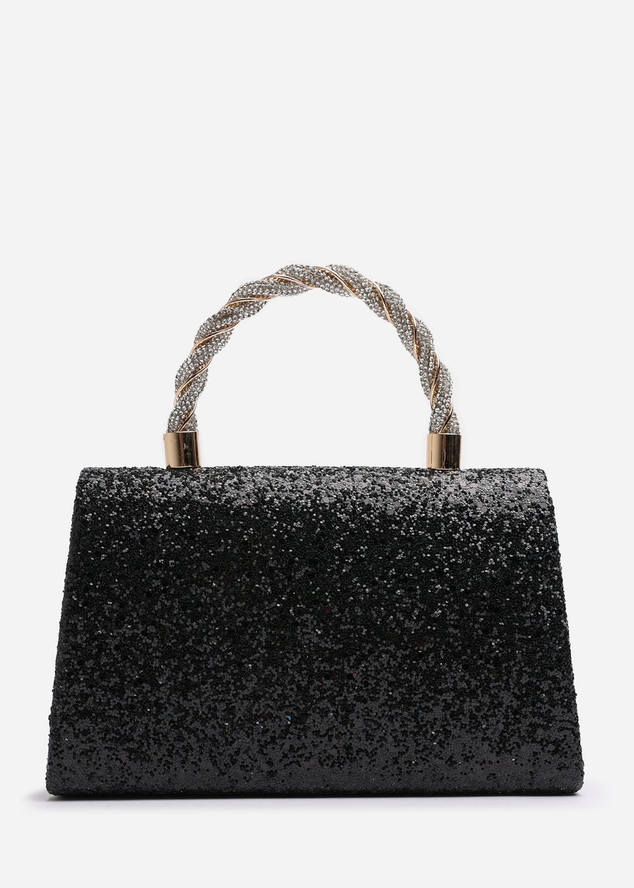 Where’s That From Pluie Black Glitter Evening Bag