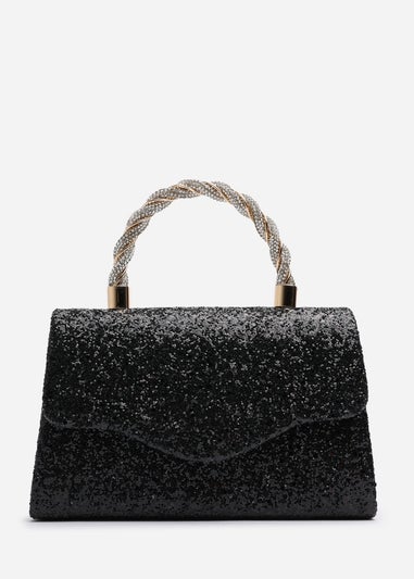 Where’s That From Pluie Black Glitter Evening Bag