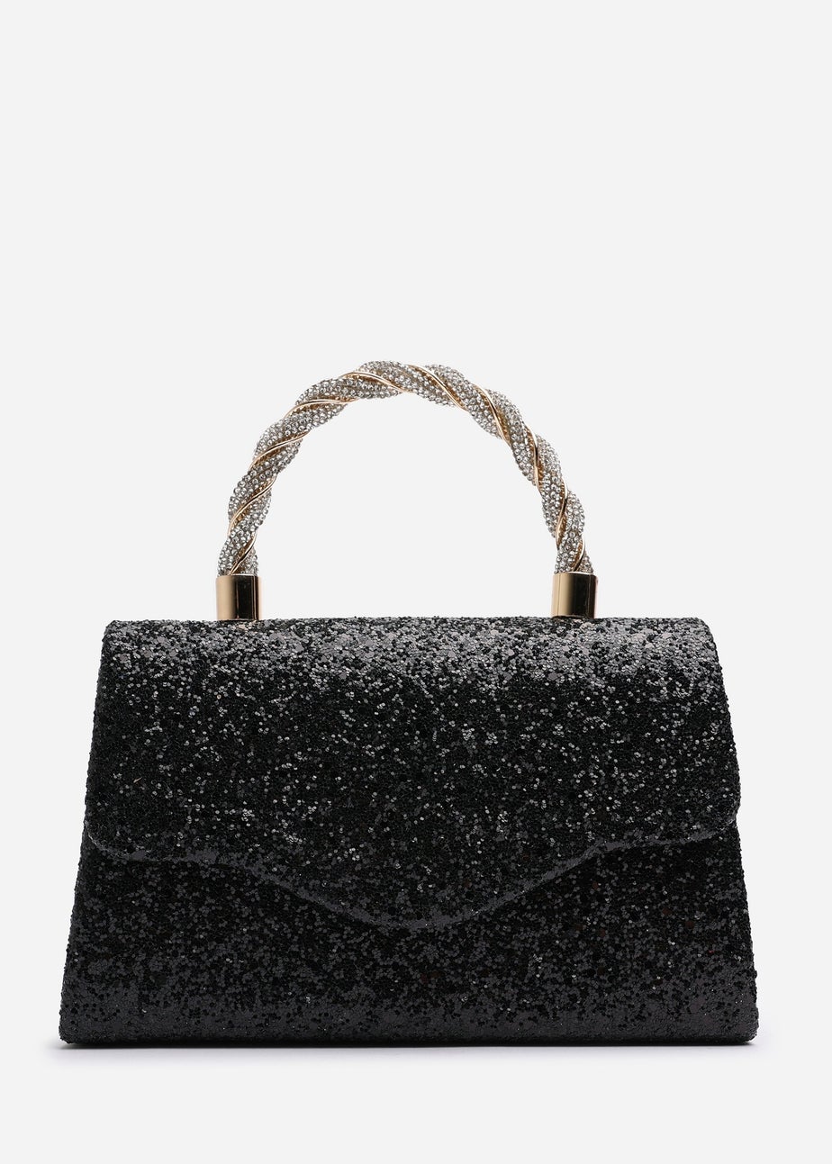 Where’s That From Pluie Black Glitter Evening Bag