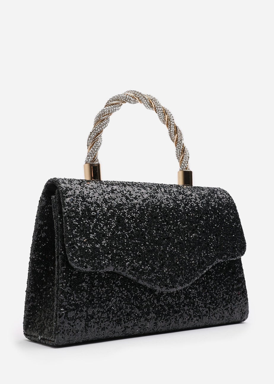 Where’s That From Pluie Black Glitter Evening Bag