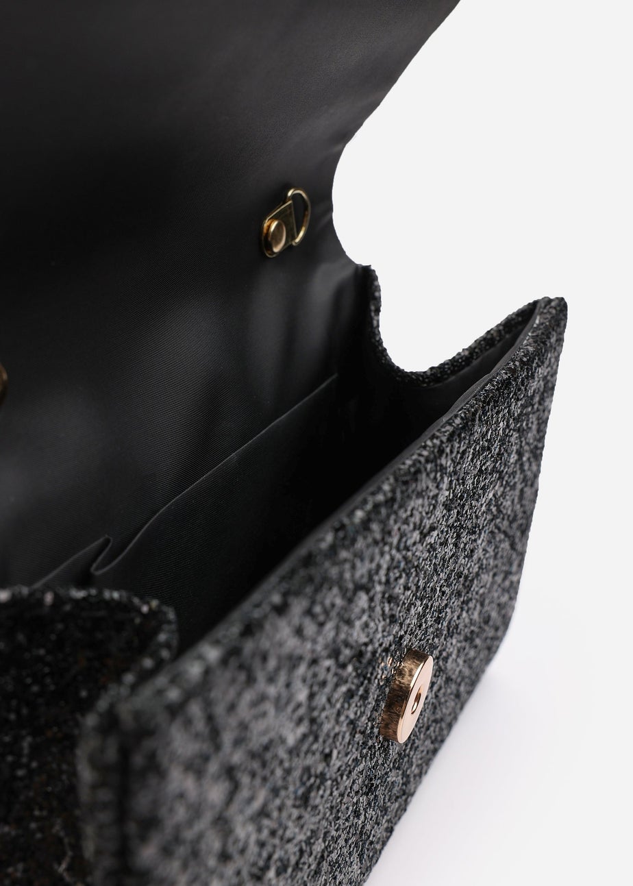 Where’s That From Pluie Black Glitter Evening Bag