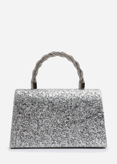 Where’s That From Pluie Silver Glitter Evening Bag