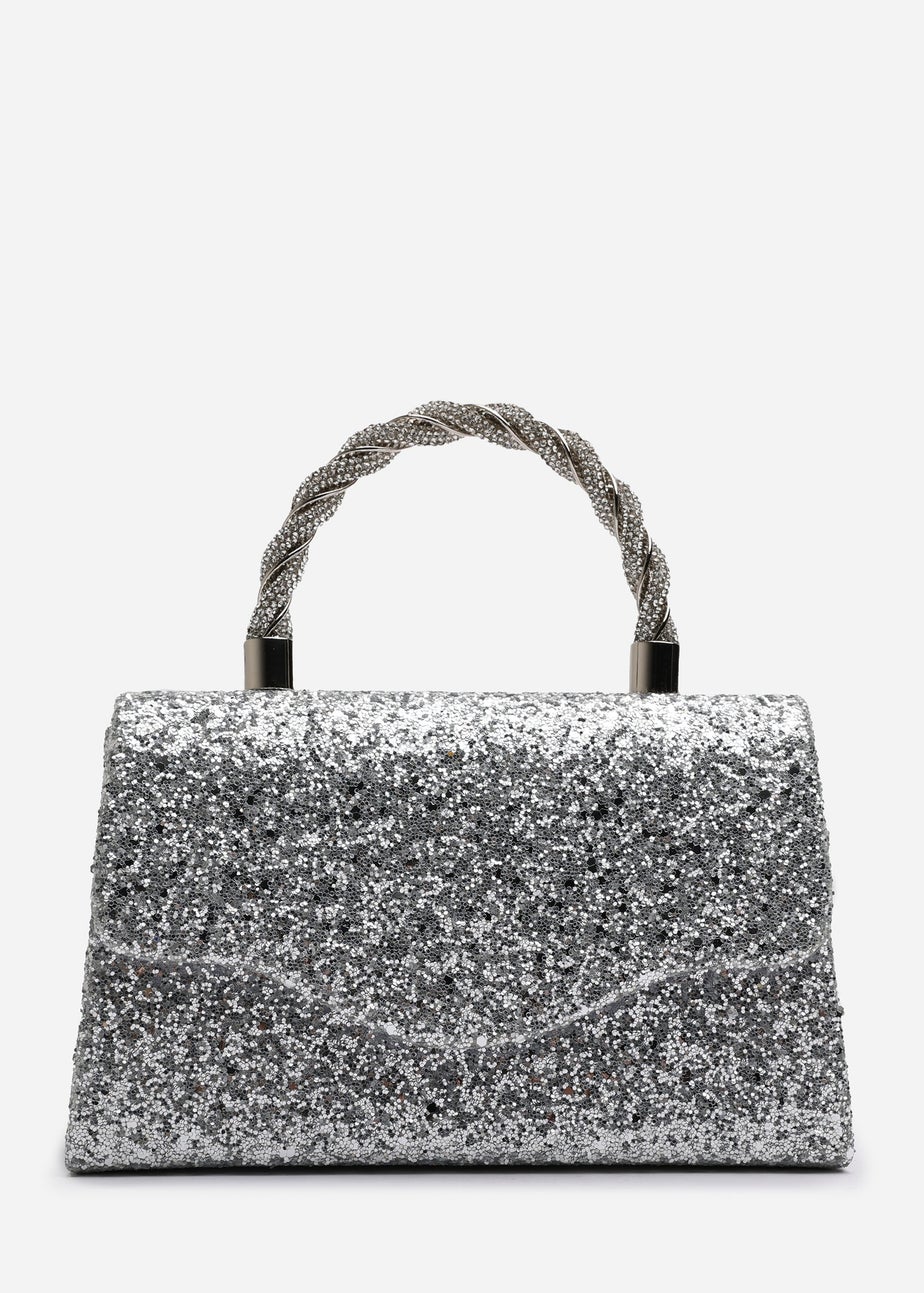 Where’s That From Pluie Silver Glitter Evening Bag