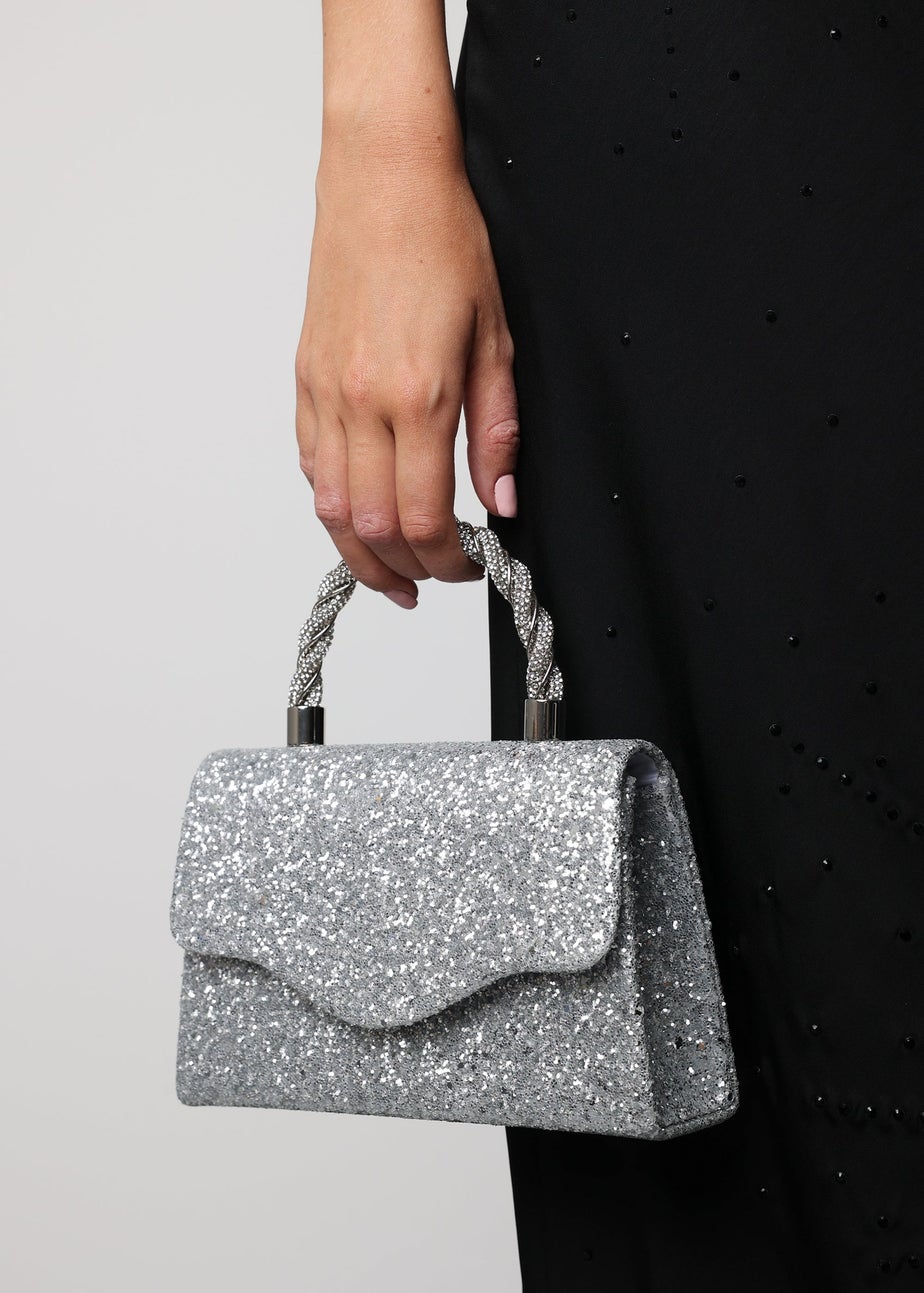 Where’s That From Pluie Silver Glitter Evening Bag
