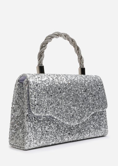 Where’s That From Pluie Silver Glitter Evening Bag