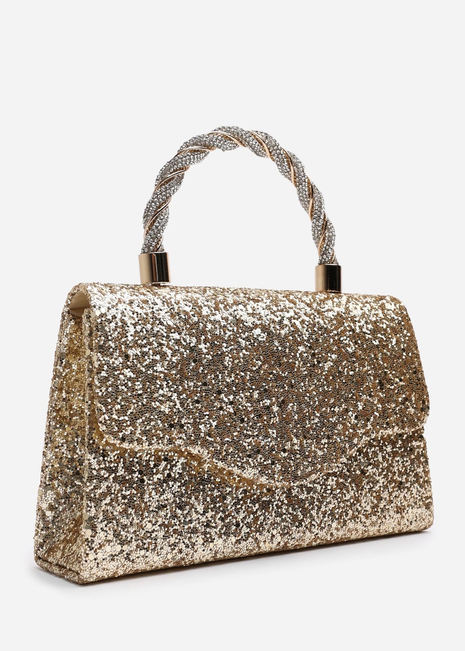 Where’s That From Pluie Gold Glitter Evening Bag
