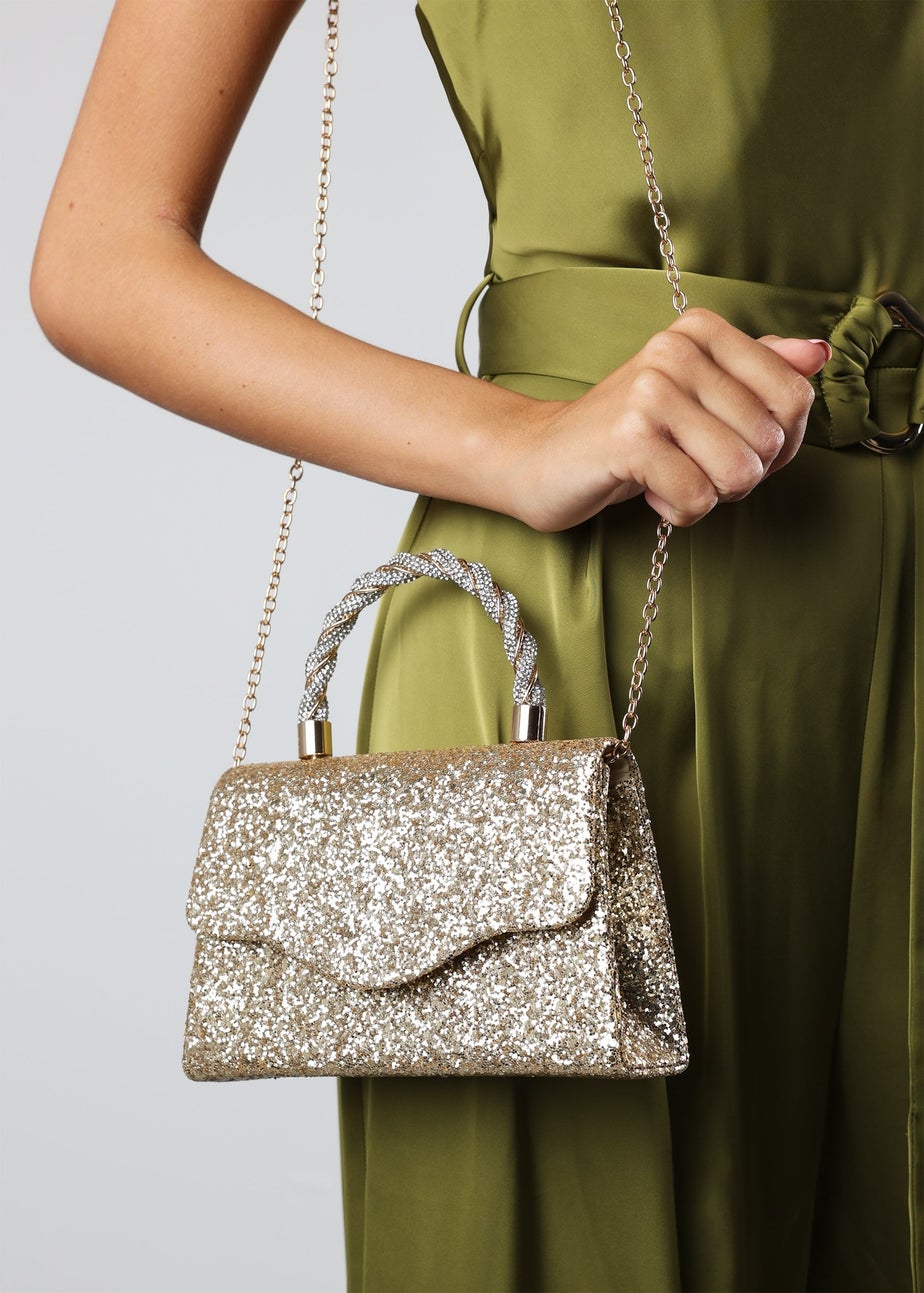 Where’s That From Pluie Gold Glitter Evening Bag