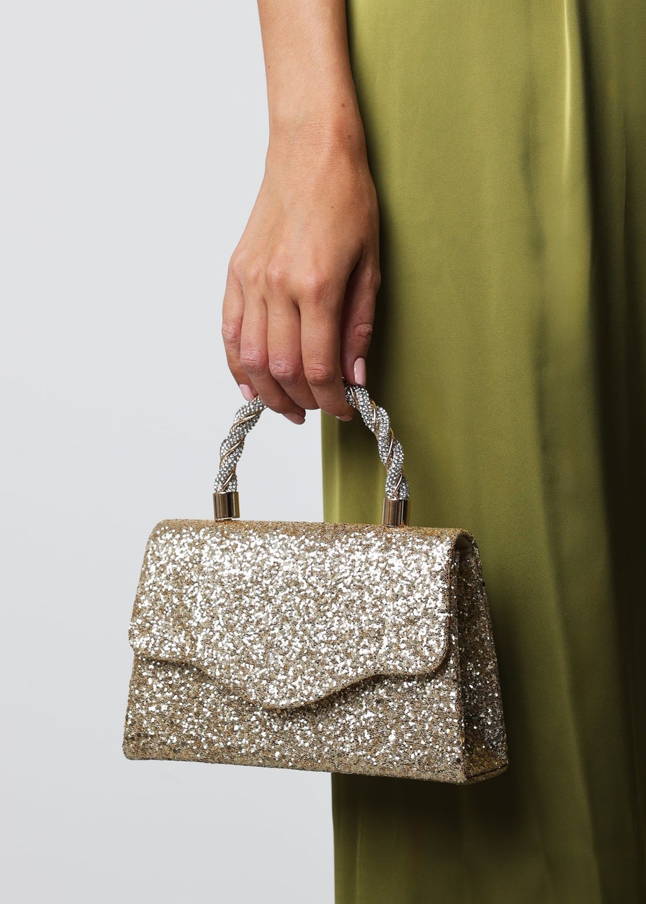 Where’s That From Pluie Gold Glitter Evening Bag