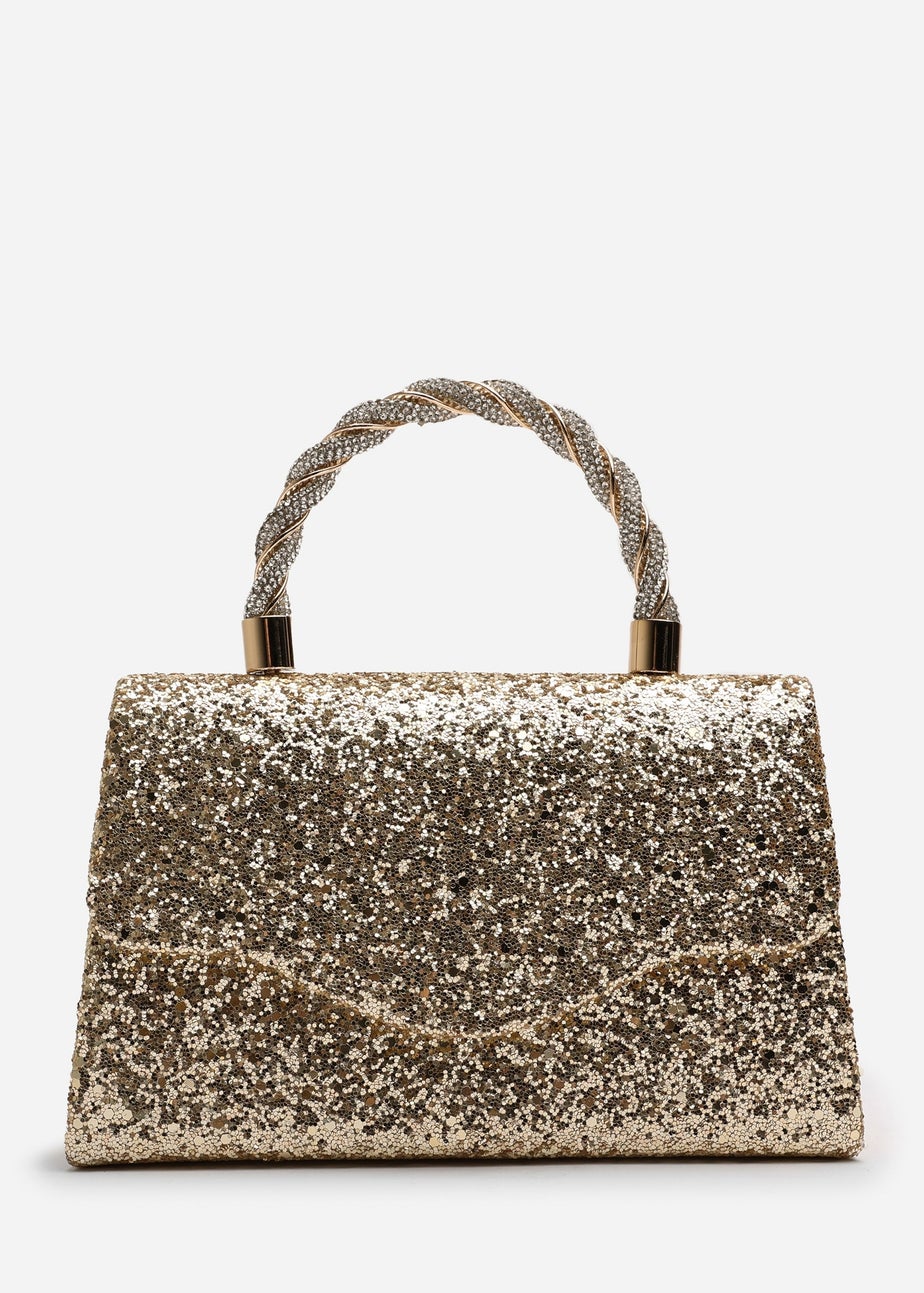 Where’s That From Pluie Gold Glitter Evening Bag