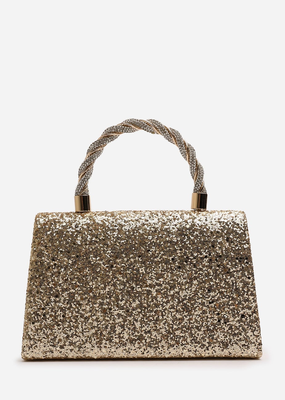 Where’s That From Pluie Gold Glitter Evening Bag