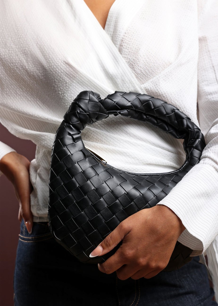 Where’s That From Aura Black Classic Woven Hobo Bag