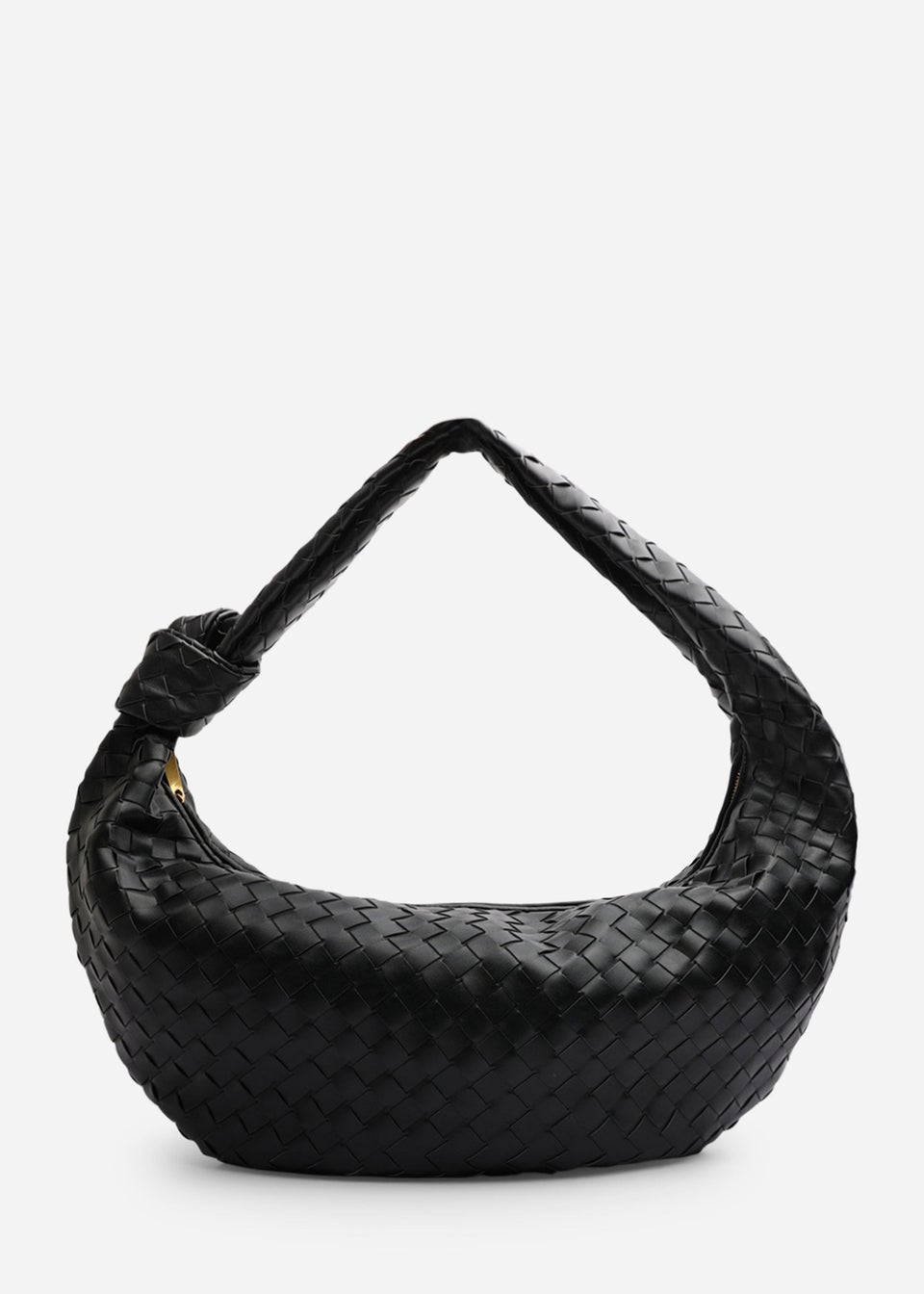 Where’s That From Aqua Black PU Woven Shoulder Bag