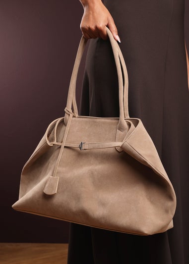 Where's That From Womens Drift Cognac Suede Slouchy Shoulder Tote Bag