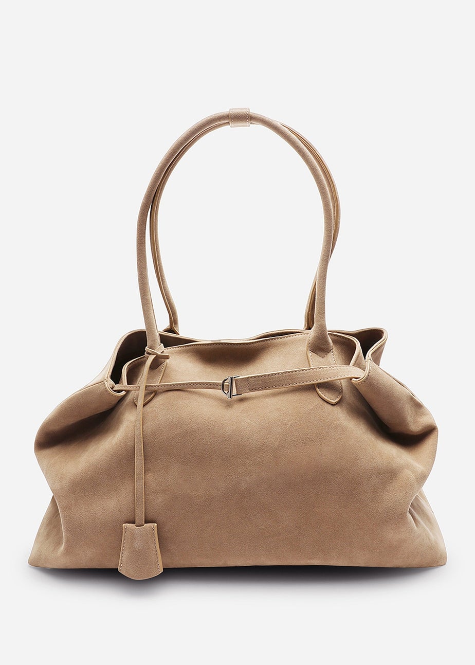 Where's That From Womens Drift Cognac Suede Slouchy Shoulder Tote Bag