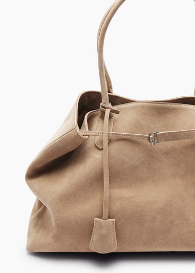 Where's That From Womens Drift Cognac Suede Slouchy Shoulder Tote Bag