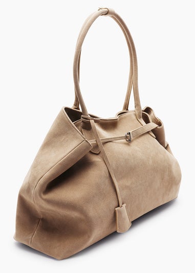 Where's That From Womens Drift Cognac Suede Slouchy Shoulder Tote Bag