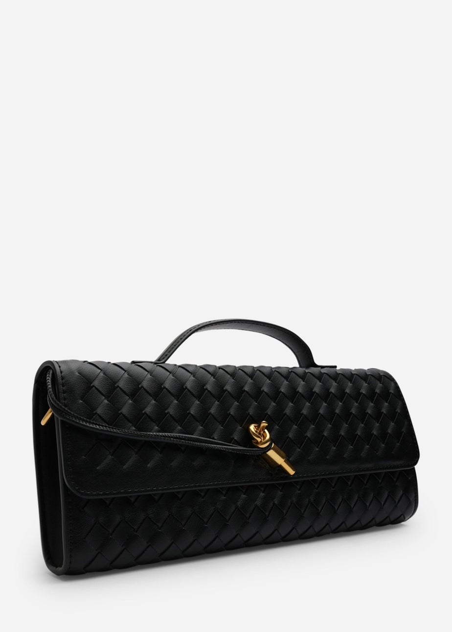 Where’s That From Petal Black Woven Clutch Bag