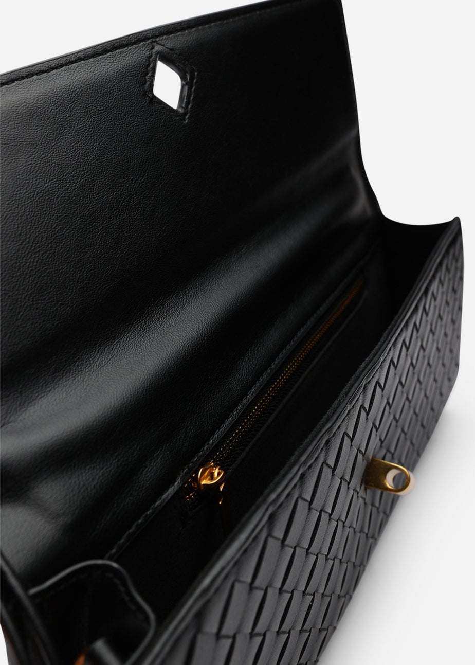 Where’s That From Petal Black Woven Clutch Bag