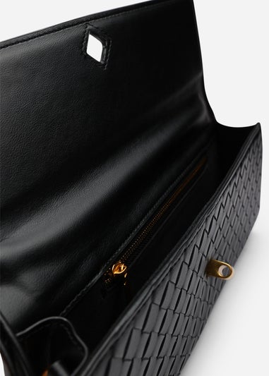 Where’s That From Petal Black Woven Clutch Bag