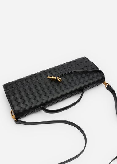 Where’s That From Petal Black Woven Clutch Bag