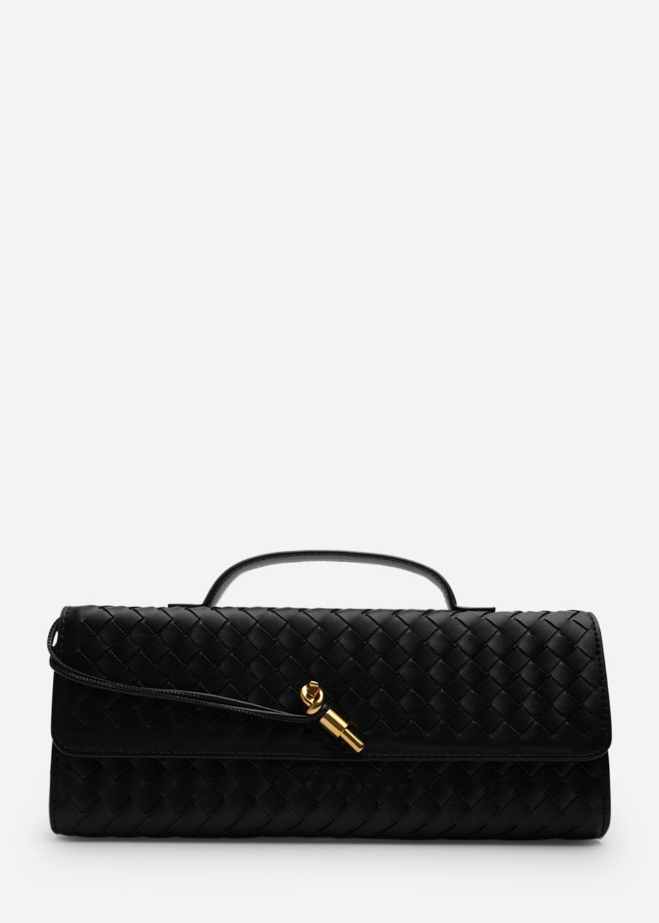 Where’s That From Petal Black Woven Clutch Bag