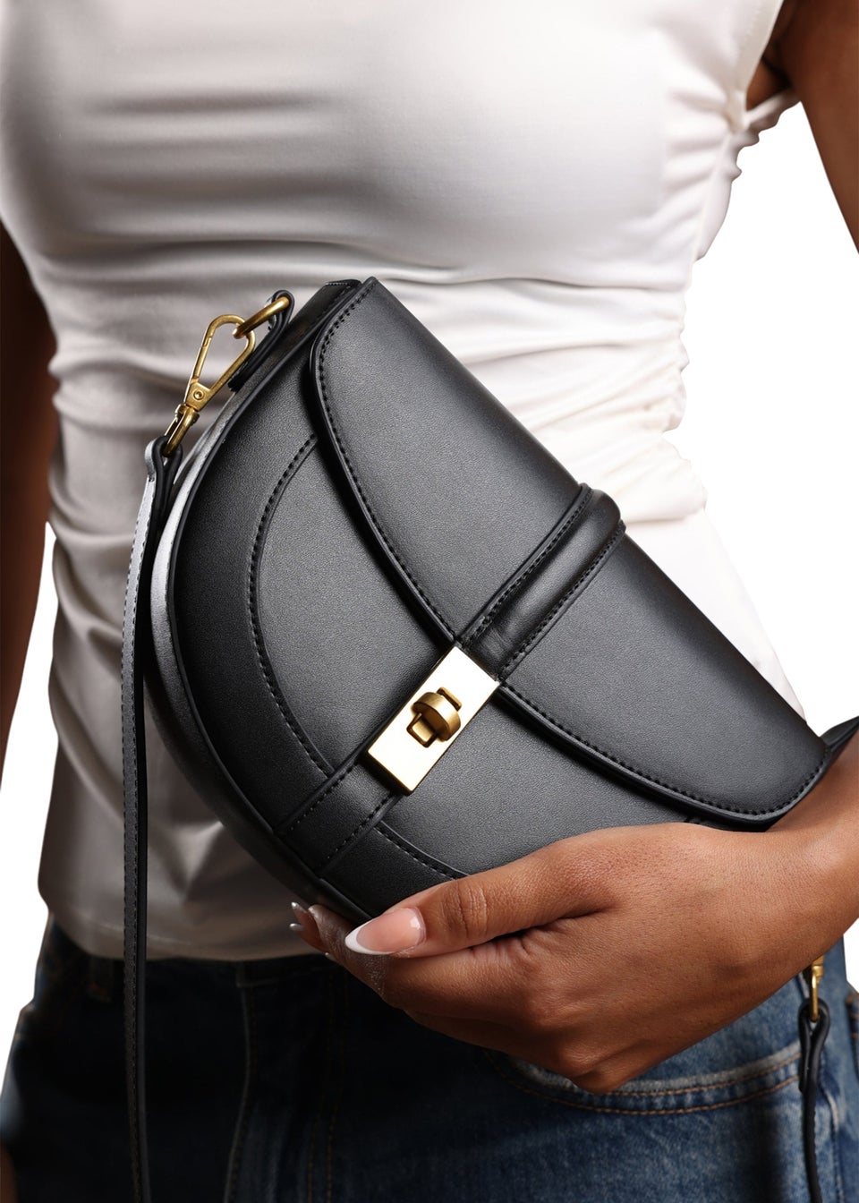Where’s That From Breeze Black PU Shoulder Bag With Lock