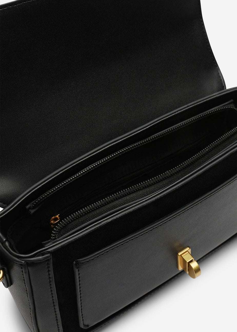 Where's That From Womens Coral Black Suede Structured Shoulder Bag with Gold Lock