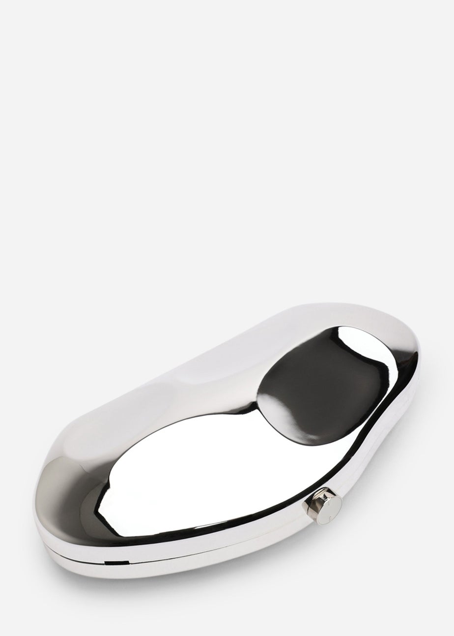 Where’s That From Nude Silver Sculpted Evening Clutch Bag