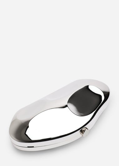 Where’s That From Nude Silver Sculpted Evening Clutch Bag