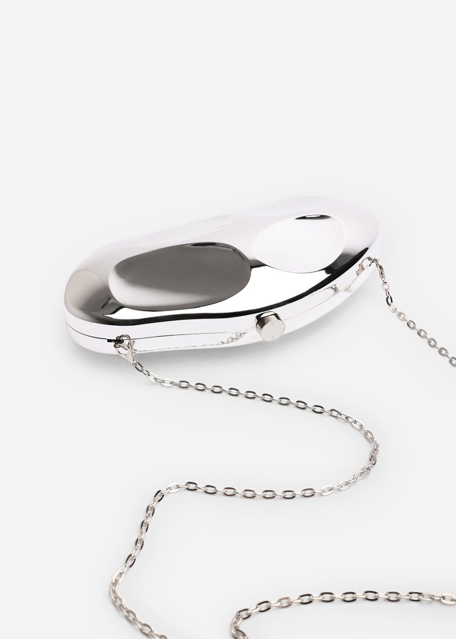 Where’s That From Nude Silver Sculpted Evening Clutch Bag