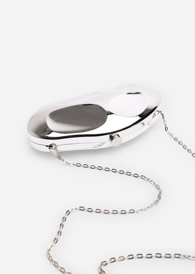 Where’s That From Nude Silver Sculpted Evening Clutch Bag