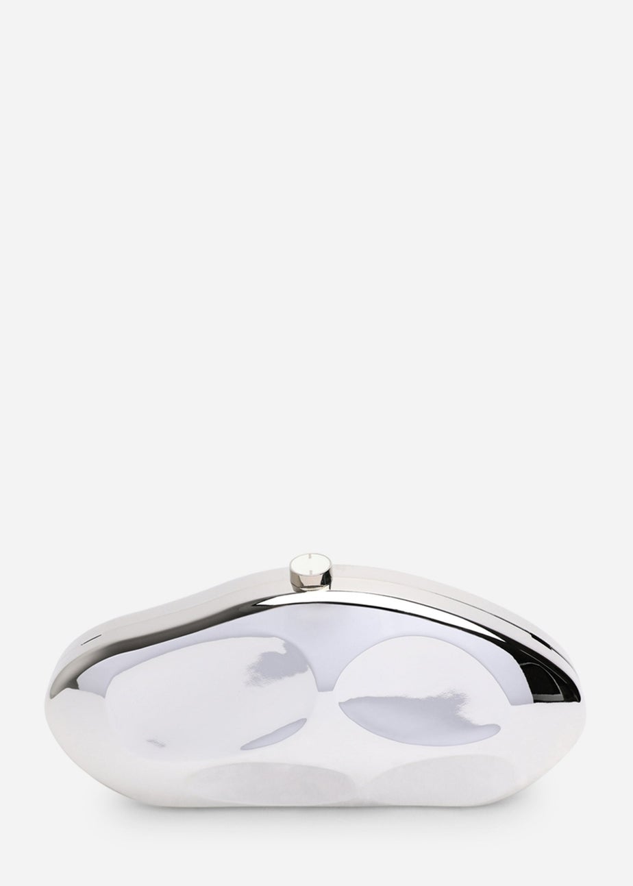 Where’s That From Nude Silver Sculpted Evening Clutch Bag