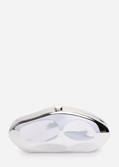 Where’s That From Nude Silver Sculpted Evening Clutch Bag