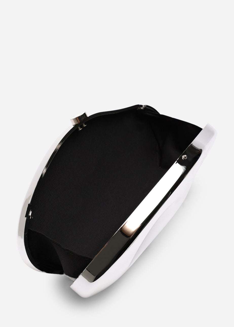 Where’s That From Nude Silver Sculpted Evening Clutch Bag